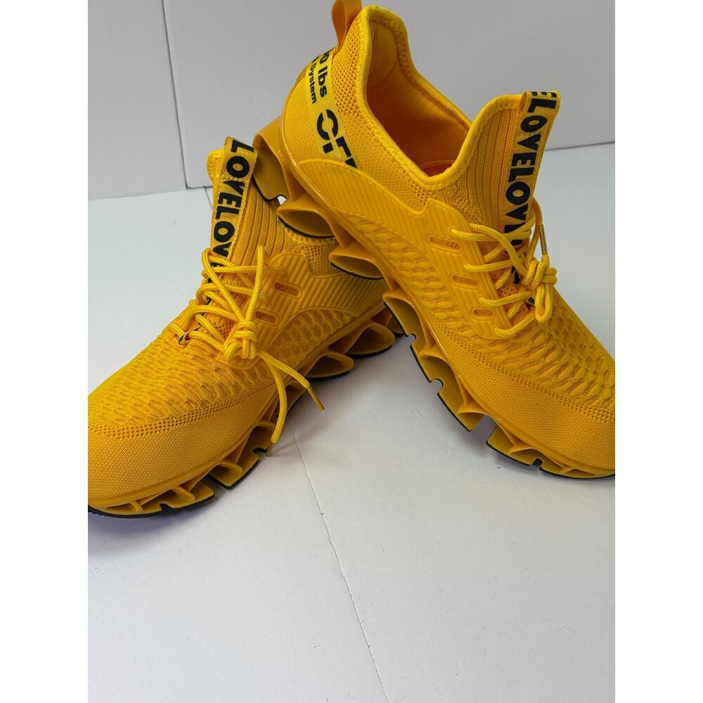 Men's Yellow Chunky Sneakers Size 47 Blade Sole Running Weight Lifting